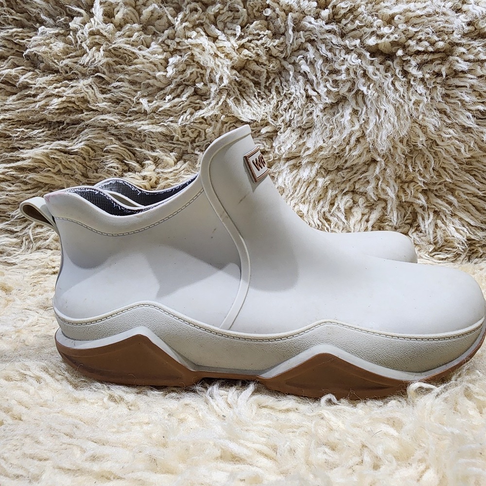 WEIMUTA Ankle Rain Boots Womens 44 US 12 Beige Waterproof Rubber Gum Sole - Picture 5 of 6